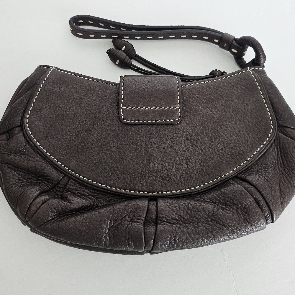 Cole Haan Wristlet Soft Brown Leather 9X5 mirror preppy - Picture 2 of 5